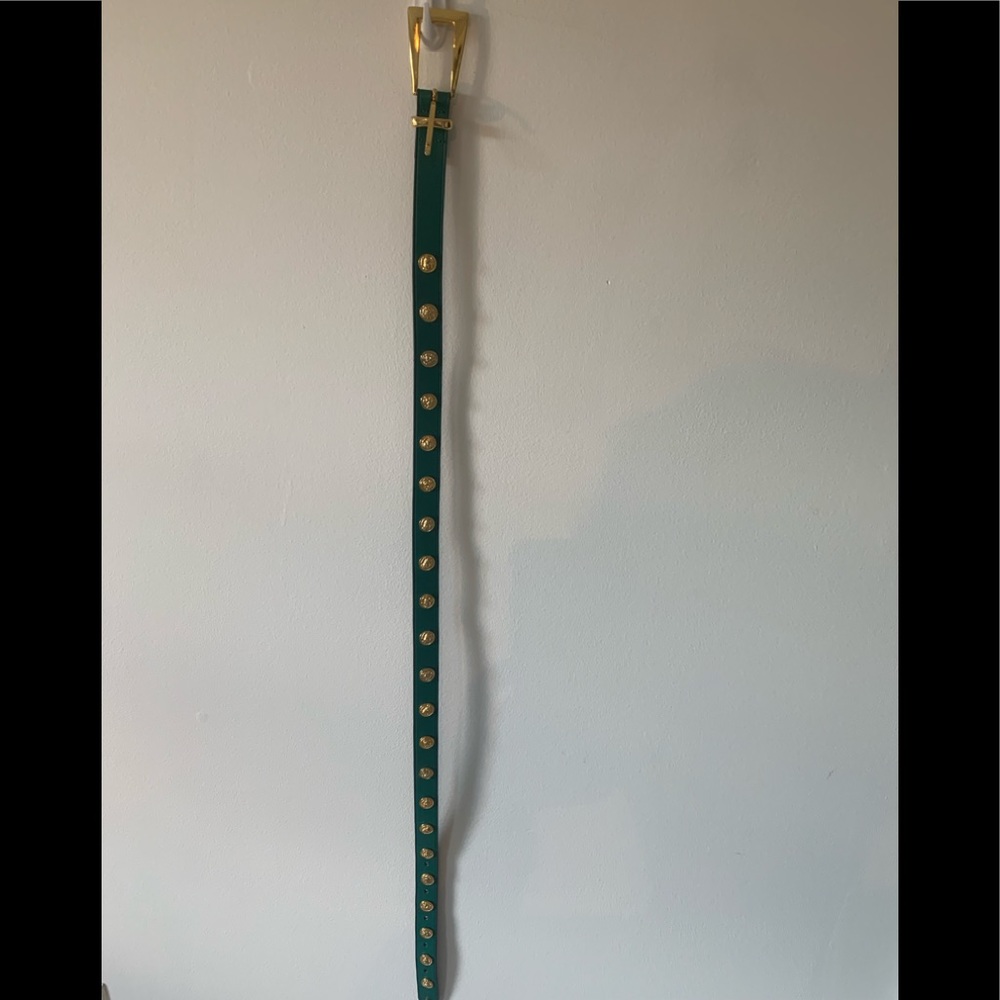 Vintage Teal Belt with Gold Details